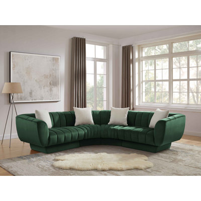 Minimore Modern Style 133'' W Charlotte 4Seater Chesterfield Lshape Sofa