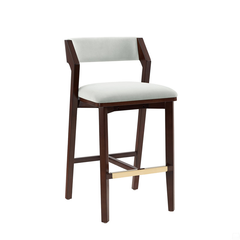 Tabouret de bar en bois, Velours blanc