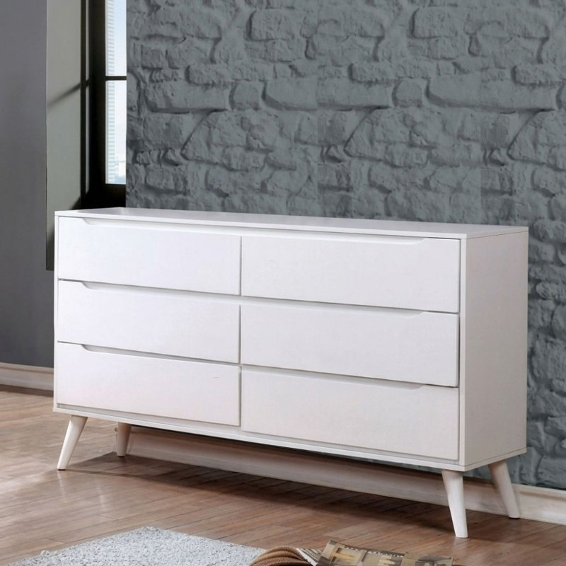 Ilaria Modern Style 6-drawer 58 In. White Dresser