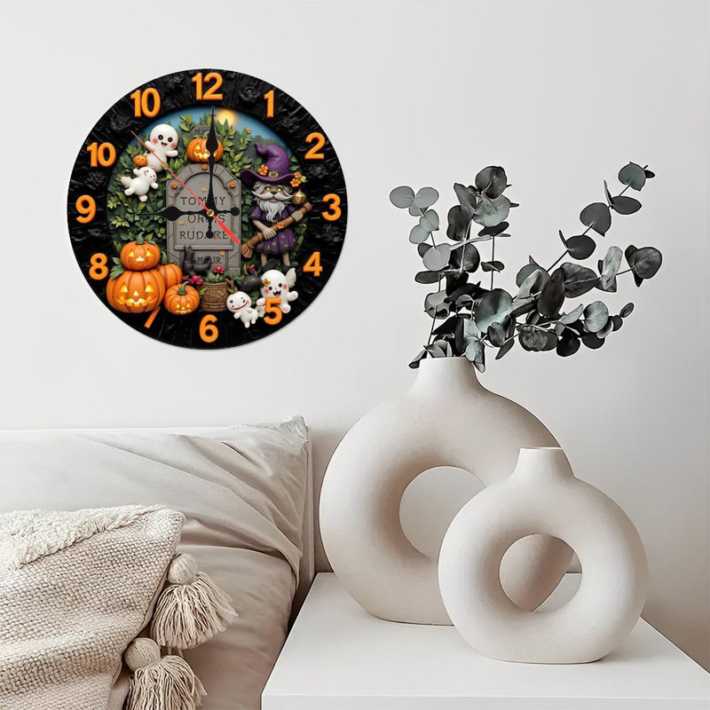 HalloweenClockCuteGhostsWitchPumpkins