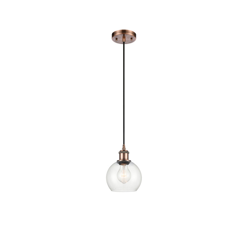 Luminaire suspendu sphérique 1 lumière Roxane, Ampoule non incluse, Cuivre antique
