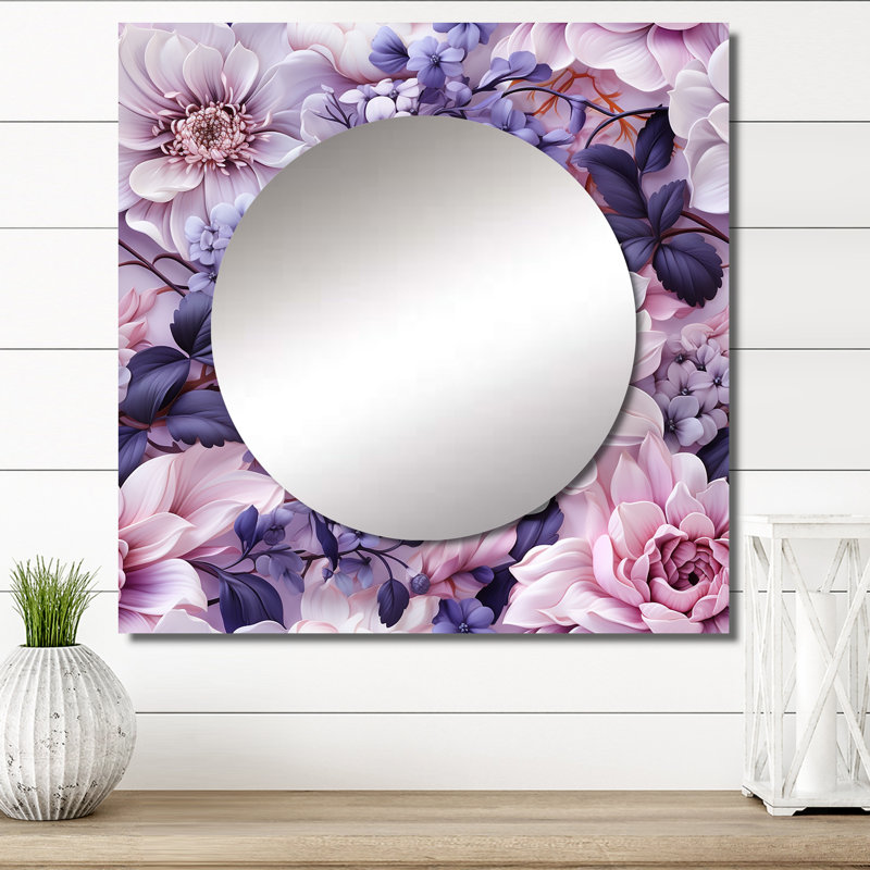 Miroir floral éthéré à motif victorien I, 36 po x 36 po