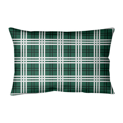 Plaid Leather/Suede Reversible Throw Pillow