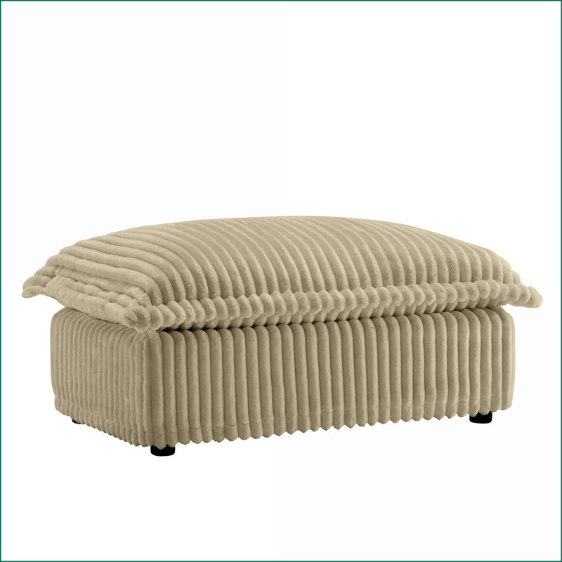 Repose-pieds, velours côtelé chameau moderne | Structure en bois | Couvercles faciles à nettoyer, Beige
