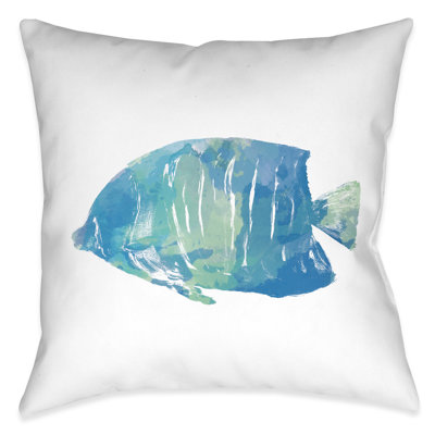  Watercolor Fish Outdoor Throw Pillow