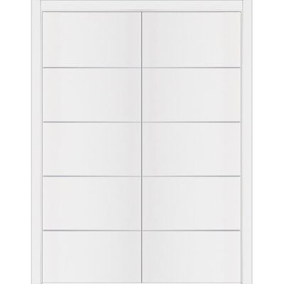 Glam G-Pro 010 Pre-Hung Soft White Laminated Modern Interior Double Door 48in x 80in Reversible