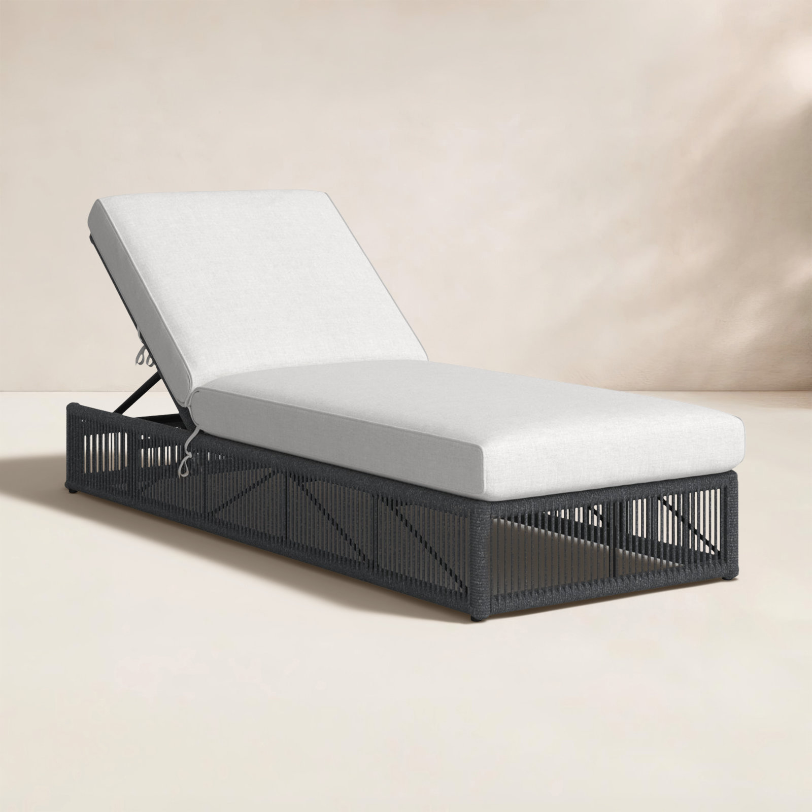 78.25'' Outdoor Olefin Rope Chaise Lounge, Echo Ash Sunbrella®