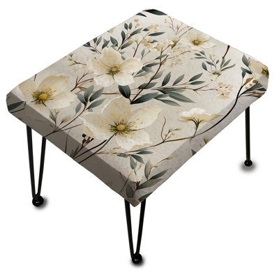 Harmony Of White And Blue Daffodil - Floral Rectangle Ottoman