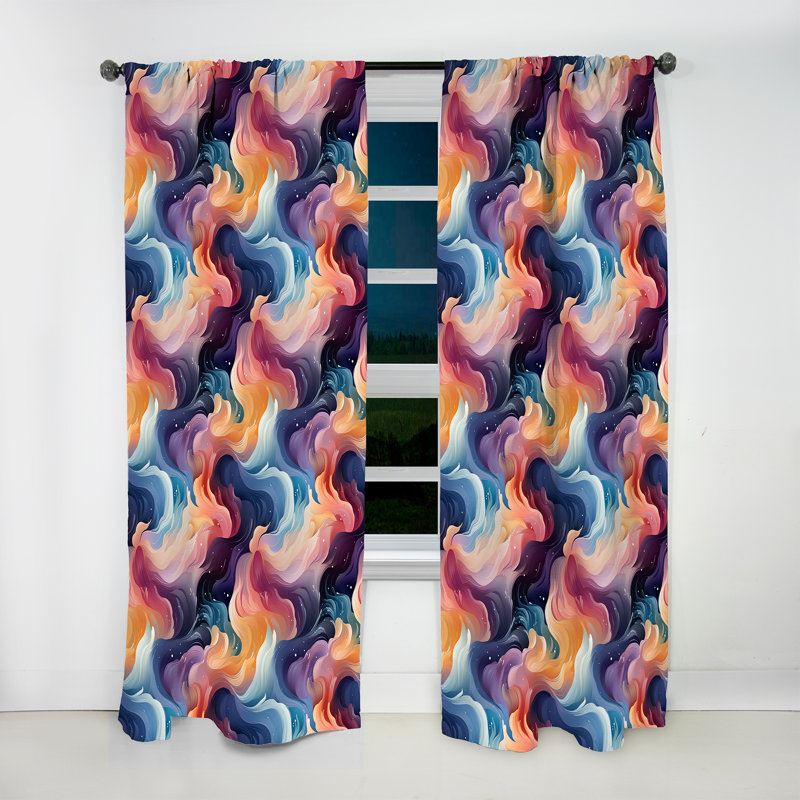 Khalisa - Rideau obscurcissant floral à chevrons - 1 panneau, L 52 po x L 120 po