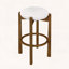 Tabouret de bar d'intérieur en bois avec finition noyer foncé et revêtement ivoire, ensemble de 2-1702081883