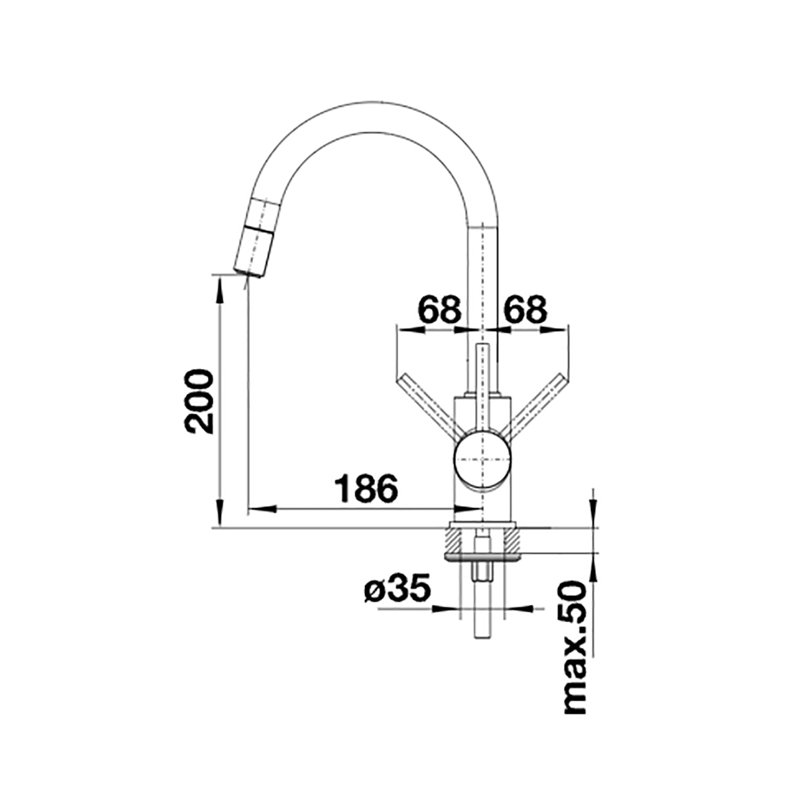 Mida Pull Out Faucet Single Lever Monobloc Tap, White