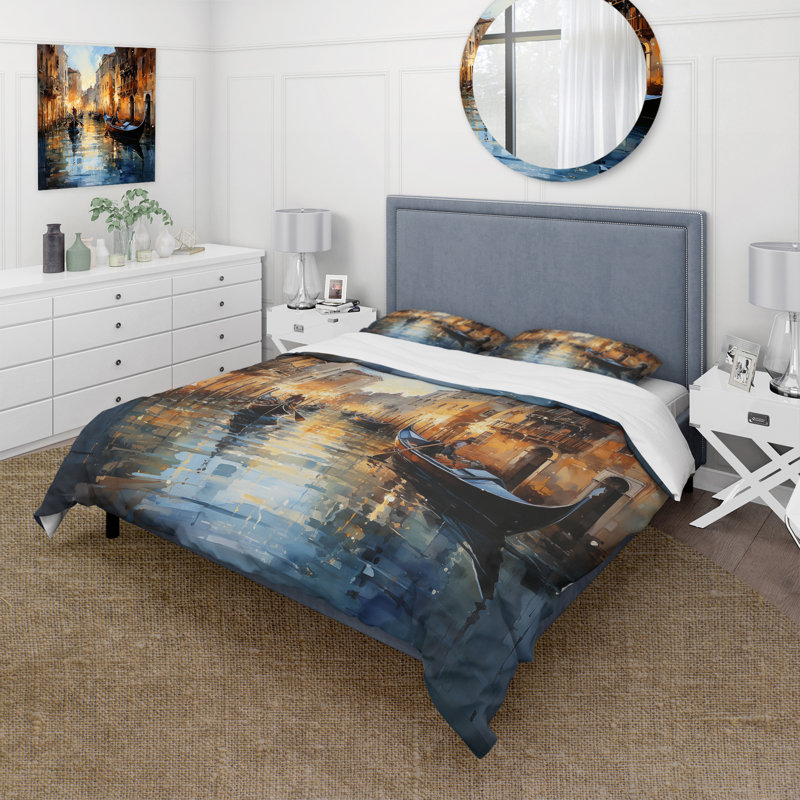 Ensemble de housse de couette en microfibre / polyester Italy Venetian Reflections I