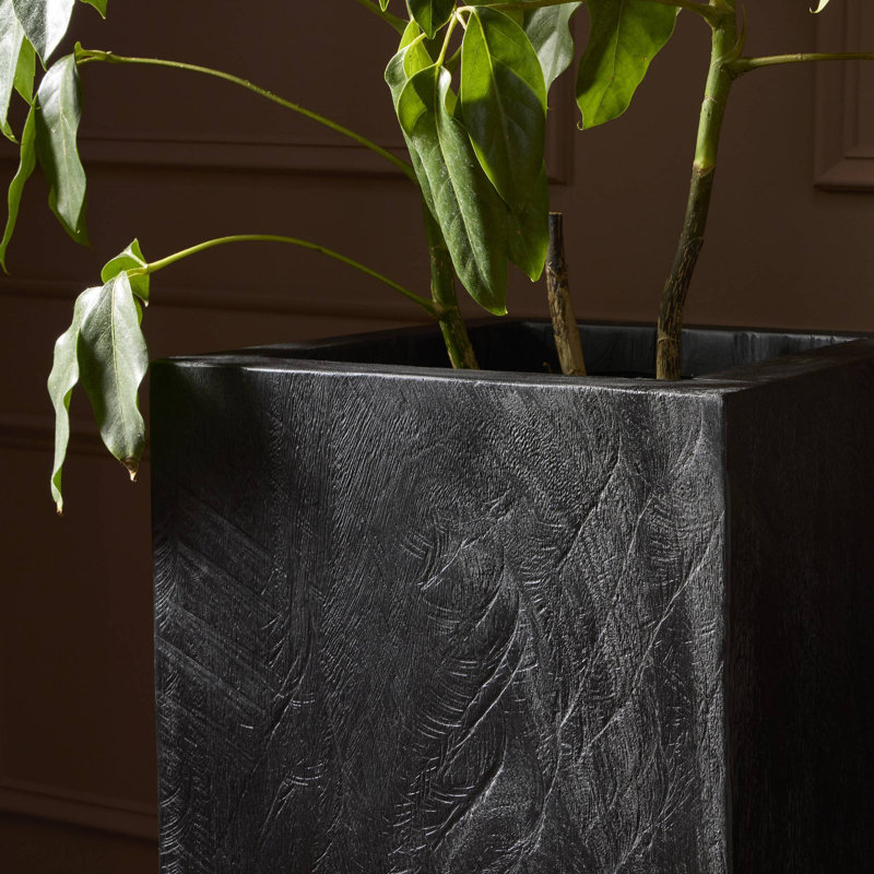 TORA Wood Planter, 33" H x 18.75" W x 19.25" D, Carbonized Black
