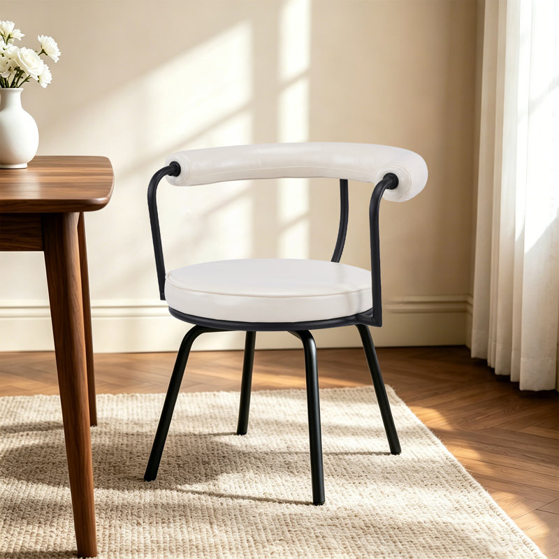 Chaise pivotante rembourrée en polyuréthane Abisan Bauhaus, Blanc