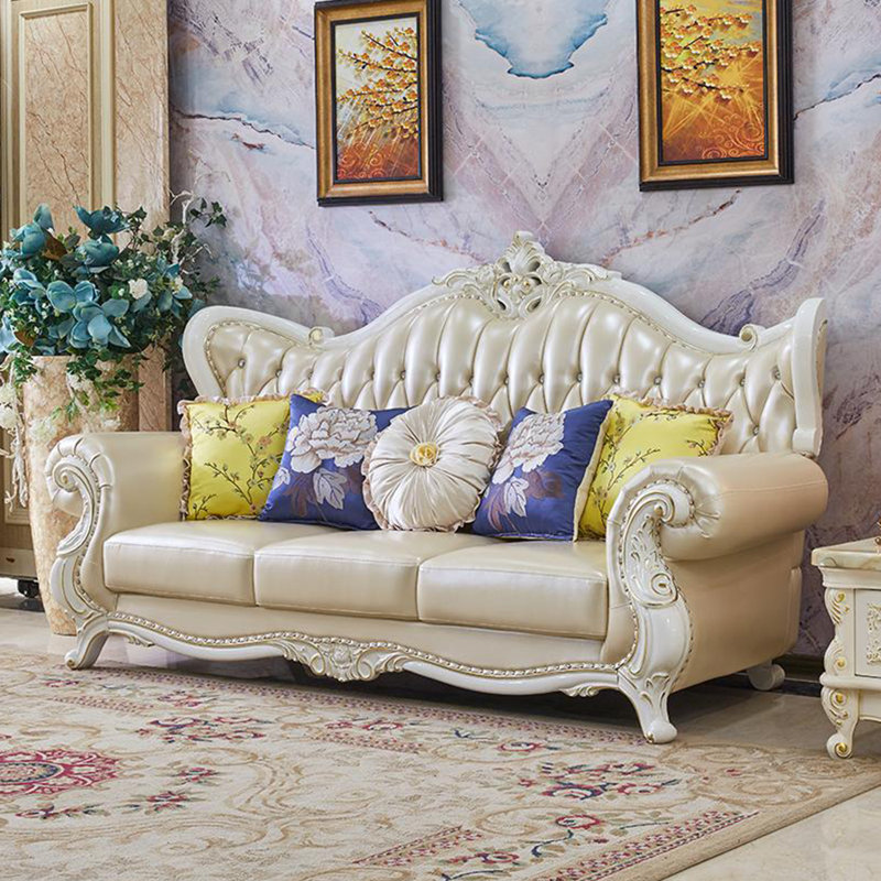 Canapé en cuir de style américain de luxe., 88.5" W