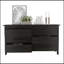 Commode double, quatre pieds, 6 tiroirs, plateau supérieur, noir-260372929