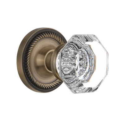 Odin Crystal Waldorf Interior Mortise Door Knob with Rope Rosette