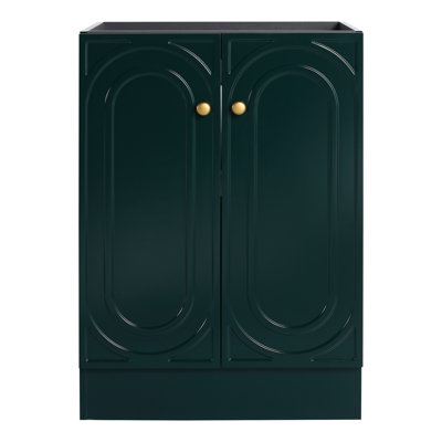 24" Modern Bathroom Cabinet In Dark - Soft-close, Microbial Freestanding , Modern, Soft-close Doors