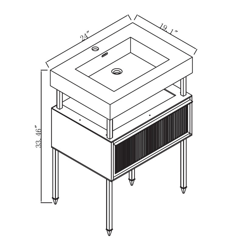 Ensemble de meuble-lavabo simple 24 po Strobel, gris, Noir
