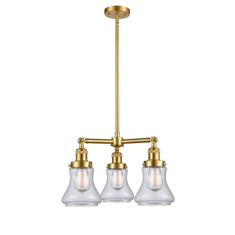 Lustre classique à 3 lumières Edda, Transparent, Chrome poli, Ampoule DEL 6 watts Vinage