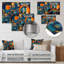 Géométrie orange bleue déchaînée II - Impression de formes abstraites sur métal-495210140