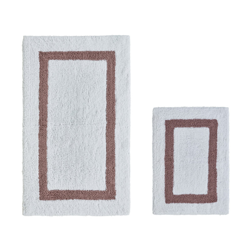 Ensemble de tapis pour salle de bain 2 pièces 100% coton 2370 g / m² Broshouse, tapis de salle de bain touffeté ultra moelleux, super absorbant certifié OEKO-TEX®, réversible, lavable à la machine, confort semblable au spa, blanc / rose
