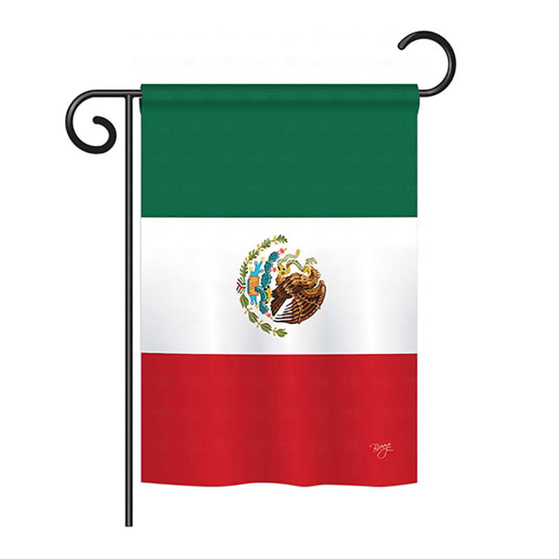 Drapeau maison / jardin en polyester 2 faces Mexico Country, H 18,5 po x l 13 po