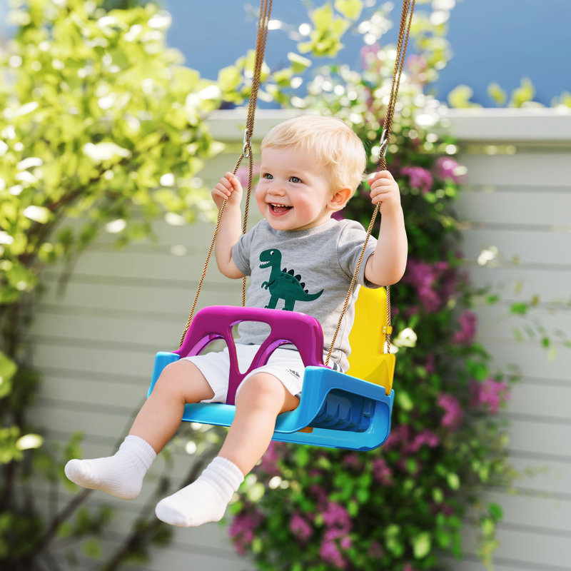 Freeport Park Tiverton Plastic / Acrylic, Rope Bucket Swing Swing Seat with Chains