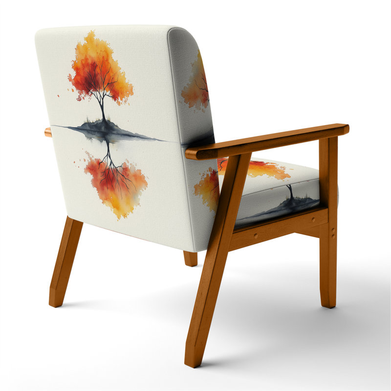 Chaise rembourrée Tree, Accoudoirs carrés bruns