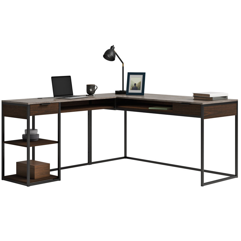 Bureau en L Barros, Bois d'ombre / noir