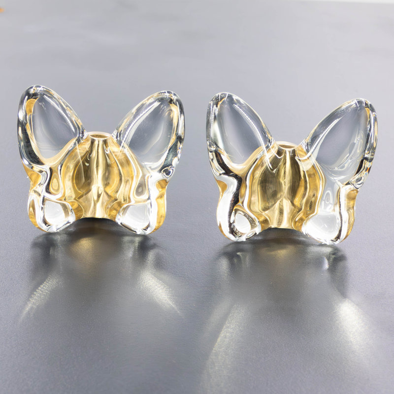 Butterfly-Inspired Glass Cabinet Knob with Brass Base