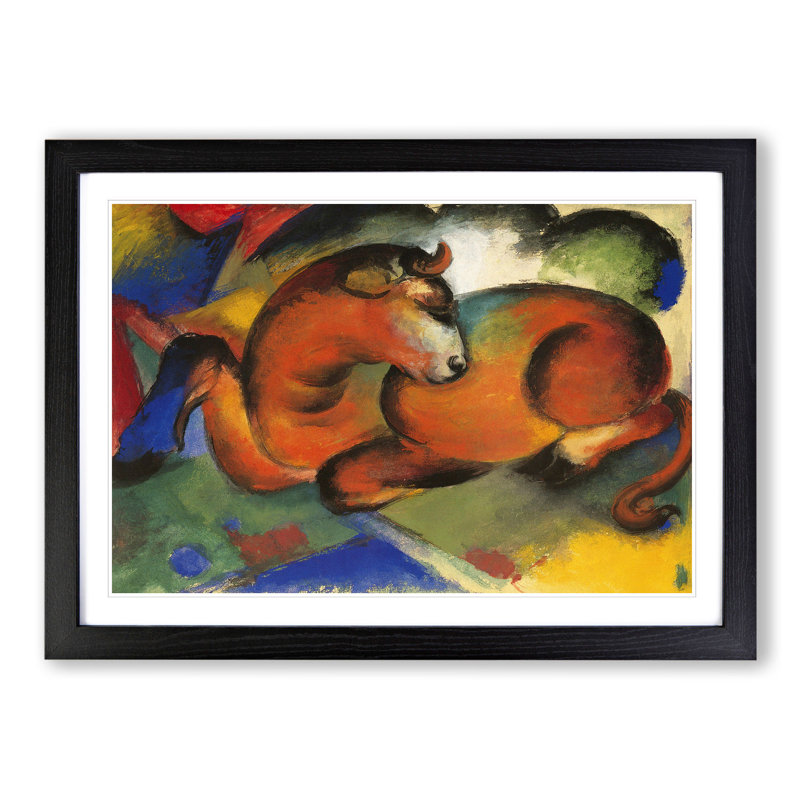 Red Bull by Franz Marc - Framed Print, 27cm H x 36cm W x 2cm D, Black Framed