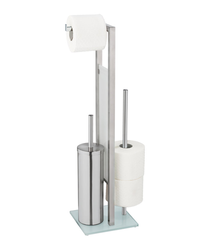 Rebrilliant closed toilet set Mod. Grizelda, with toilet paper and spare roll holder, Stainless Steel