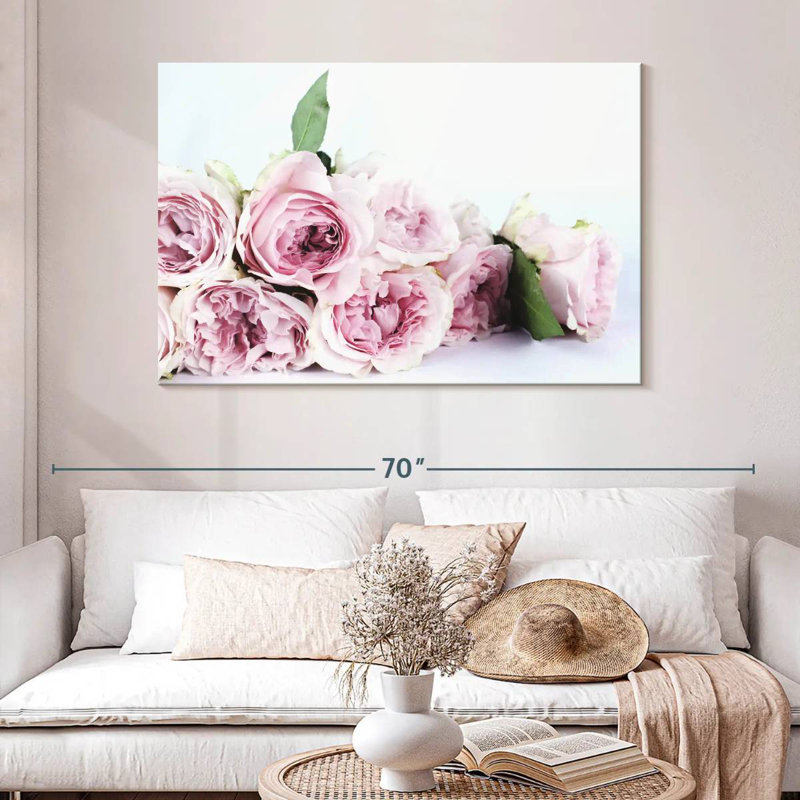Harnek, couches de pivoines roses, H 32 po x l 48 po