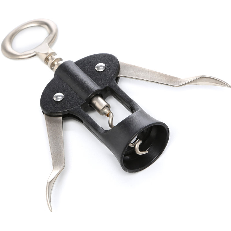 Progressive Black and Silver Wing Corkscrew with Built-In Bottle Opener