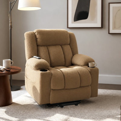40" Wide 3-Motor Power Lift Recliner With Heat And Massage, Plush Flannel Upholstered Chair With Independent Head Back & Foot Adjustment