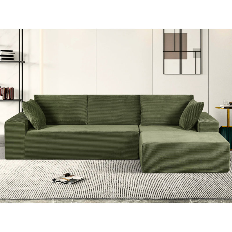 Canapé modulaire foncé faisant face à la droite en velours côtelé doux, 4 sièges, rembourrage en mousse complète, sans assemblage pour les espaces de vie et de chambre à coucher