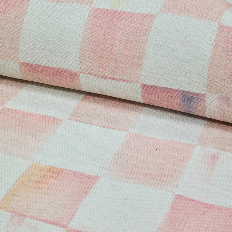 Rosy Checkered Washable Rug, Rectangle 2' x 3'