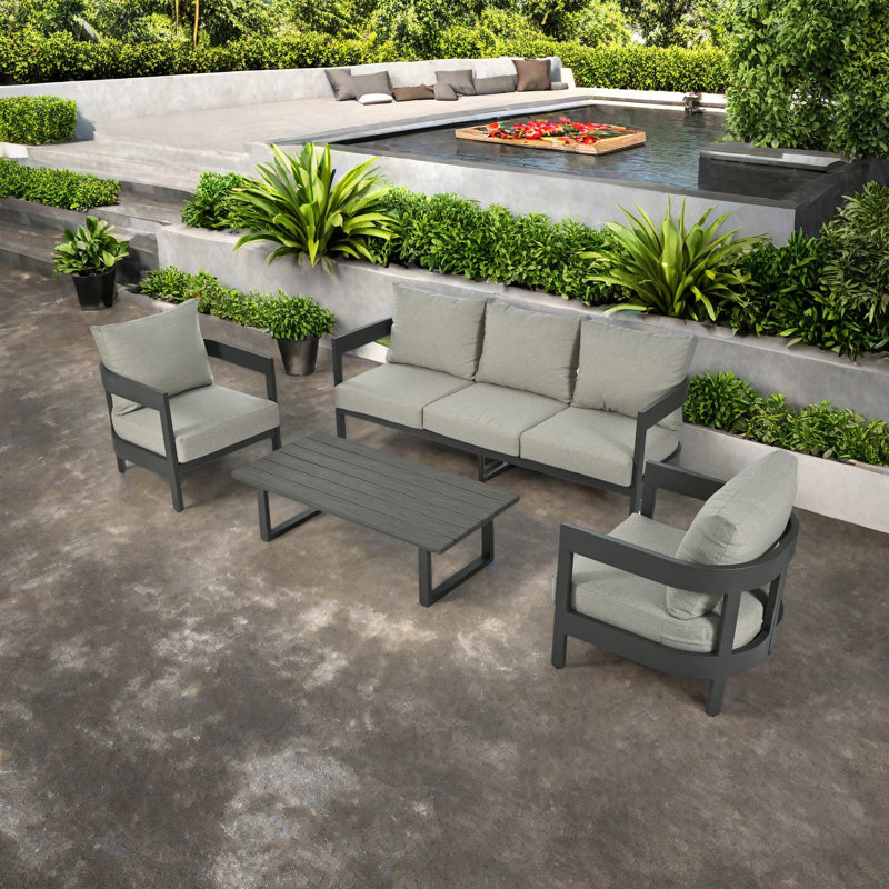 Ensemble de sièges d'extérieur de haute qualité avec des coussins épais pour un confort ultime, parfait pour les pelouses, les patios et la piscine