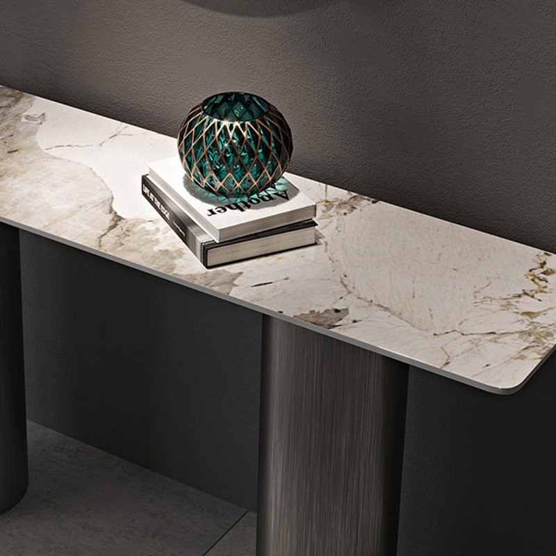Console de style italien en pierre frittée., 31.5" H x 55" W x 15.7" D, Gris