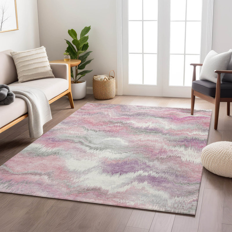 Machine Washable Indoor/Outdoor London ACN2258 Swirls Rug, Rectangle 8' x 10'