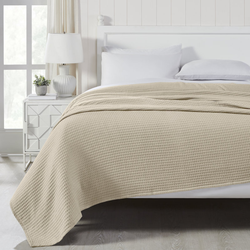 Couverture thermique moderne 100% coton gaufré Modern, Lit simple, Taupe