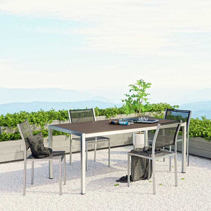 Ensemble de salle à manger d'extérieur en aluminium 5 pièces Shore