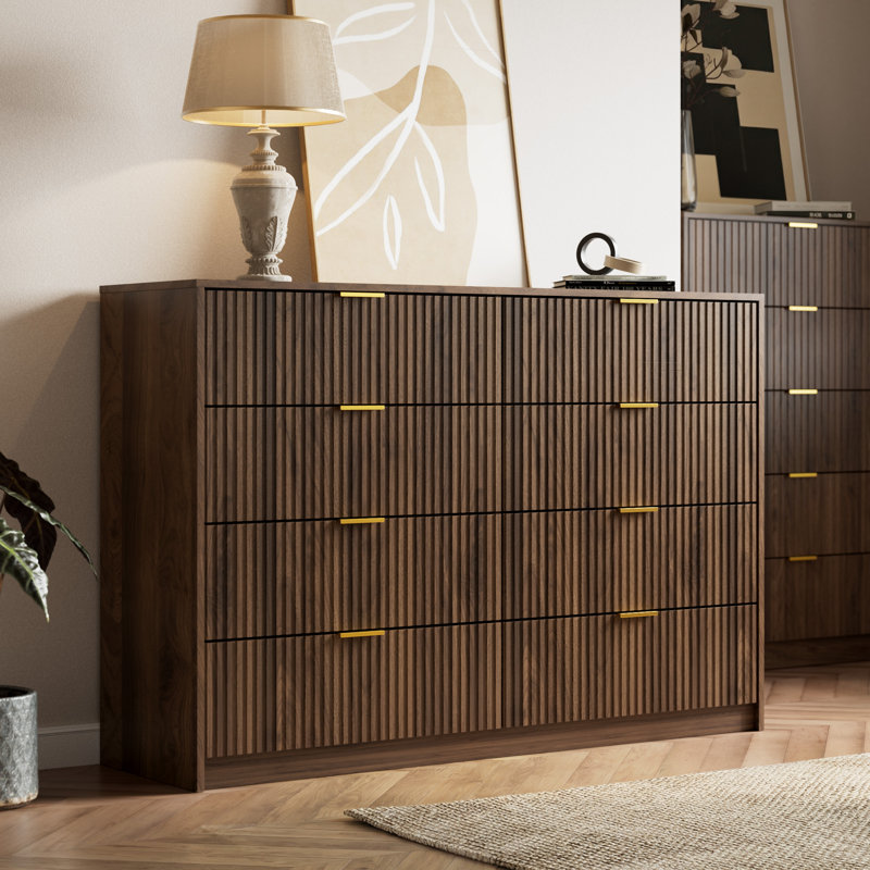 Commode 8 tiroirs l 55 po, Marron foncé