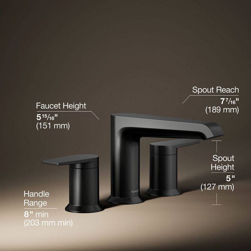 Hint Two-Handle Deck-Mount Bath Faucet Trim, Matte Black