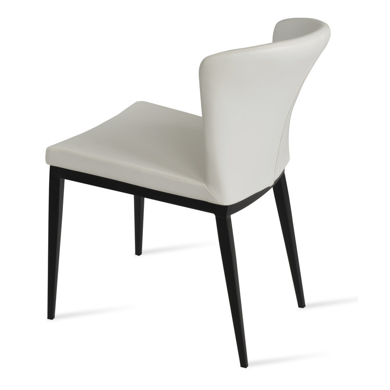 Chaise d'appoint Capri, Similicuir blanc, Noir