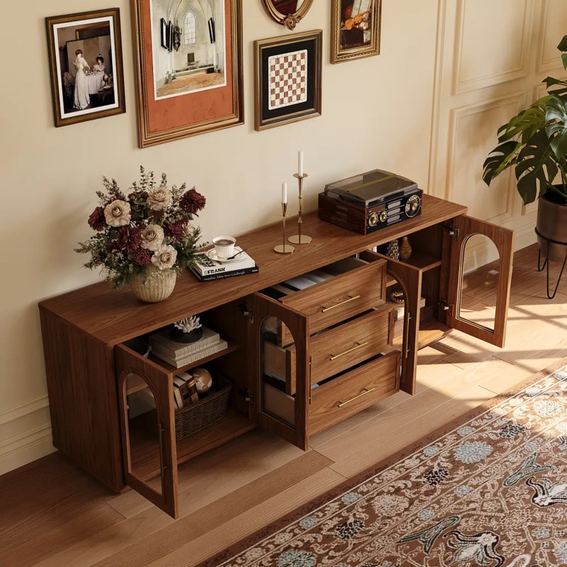 Meuble télé avec portes en verre