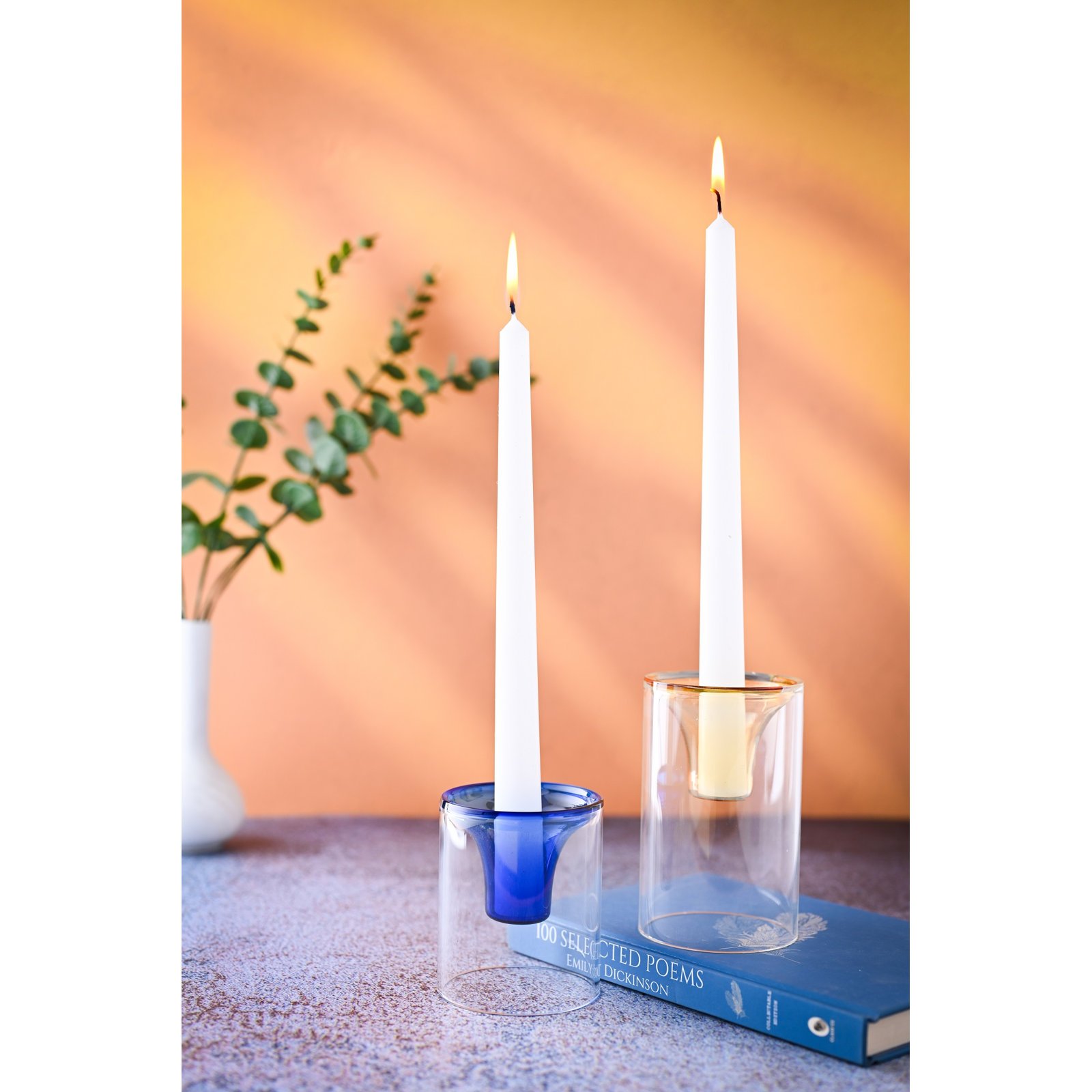 Ahmad Glass Candle Holder, Blue, 3.25"H x 3" W x 3" D