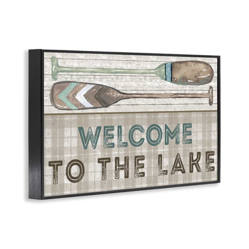 «Rustic Welcome Lake Oars», estampe numérique par Elizabeth Medley, Giclée encadrée noir minuit, H 20 po x l 30 po