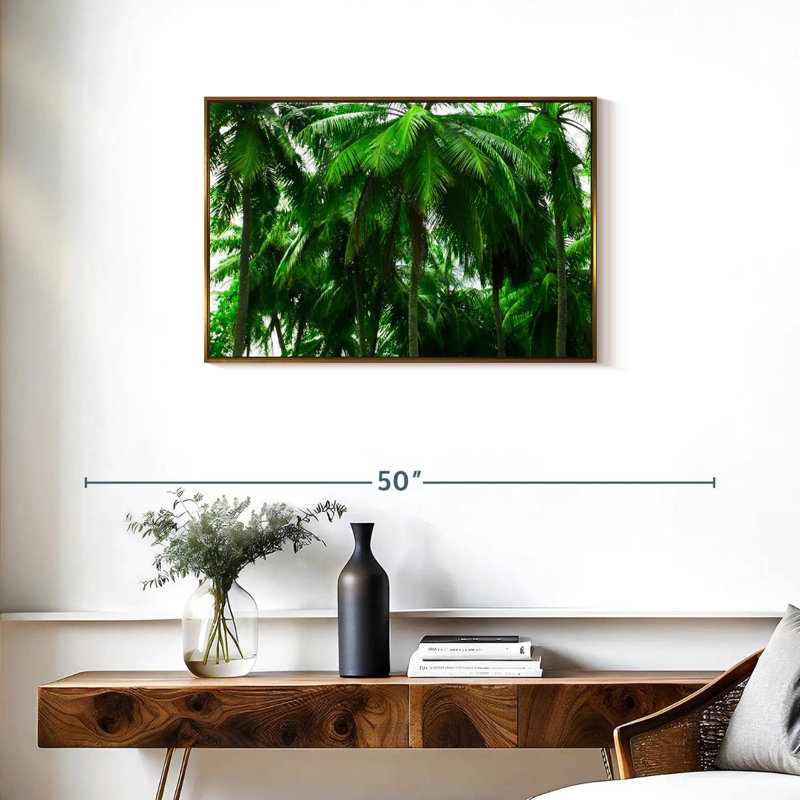 Palmier forêt, Cadre flottant doré, 31 po x 21 po